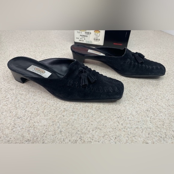 Talbots Morris Suede Tassel Front Leather Mules Black Size 5.5 - Picture 5 of 7